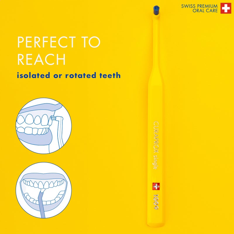 CURAPROX CS 1009 Soft Single Tuft Toothbrush I 1009 CUREN® Bristles for Precise & Gentle Plaque Removal | Promotes Healthier Gums and Teeth, Perfect for Detail Brushing, Single Pack - Image 4